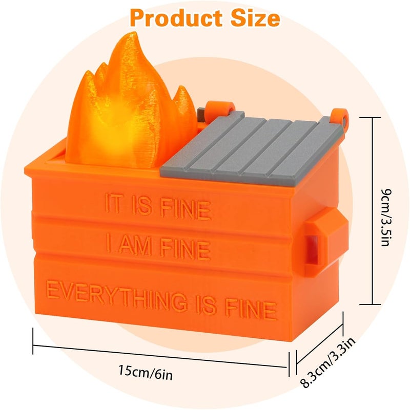 Dalycro Dumpster Fire Pencil Holder Fun Desk Accessories with Removable Flame Light Touch Dimming Mode & USB Charging Port Perfect Pen Holder for Desk, Funny Gift for Coworkers - Image 2